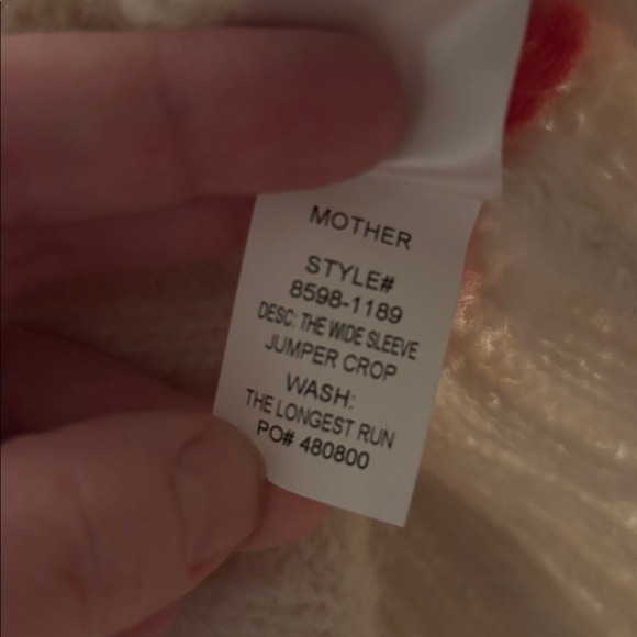 MOTHER Blue and Cream Cropped Knit Sweater - Picture 3 of 5